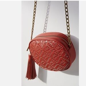 Anthropologie Brick Red Woven Crossbody Bag